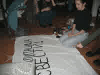 drawing up a banner